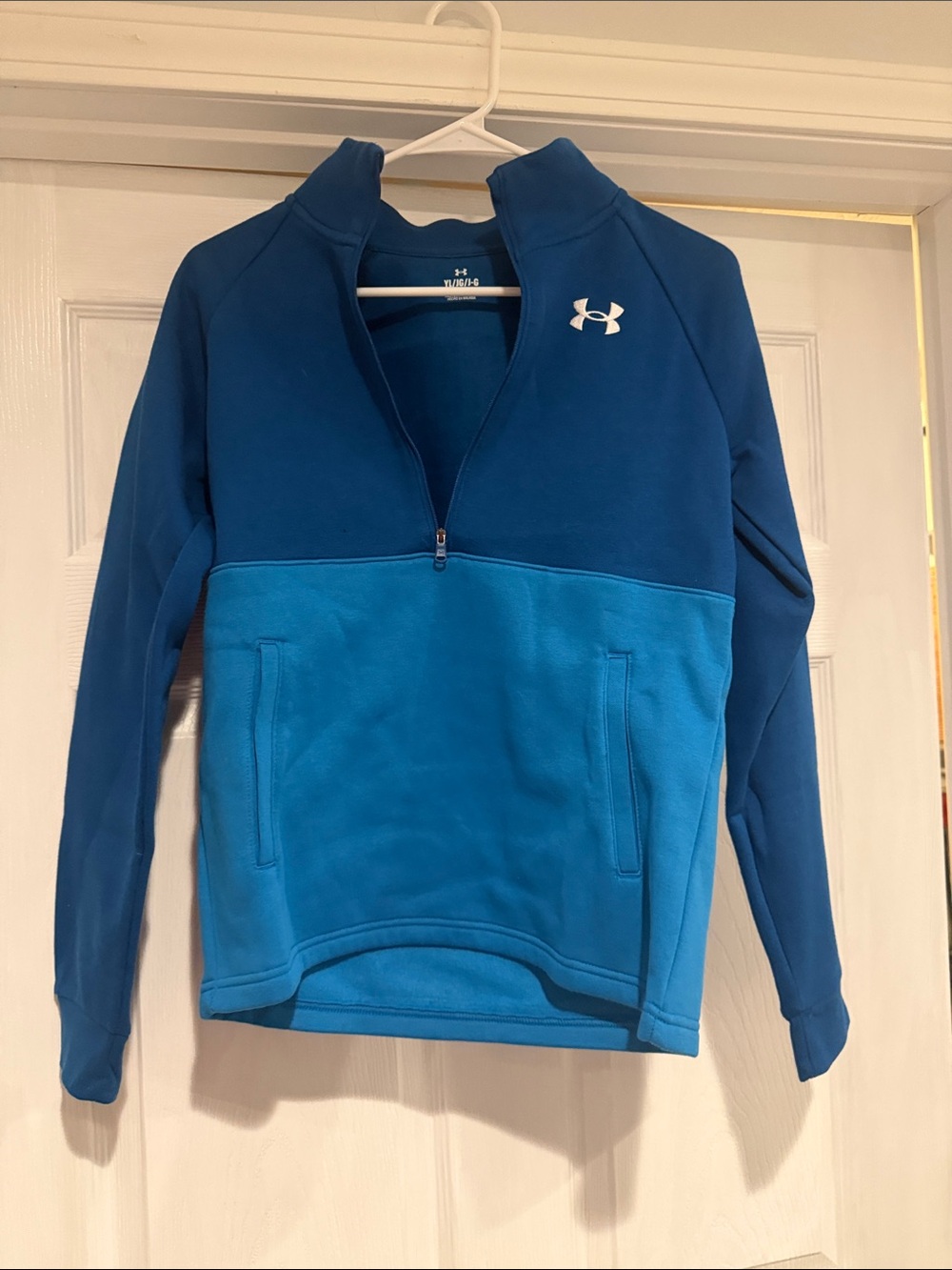 Under Armour Two-Tone Royal and Teal Quarter-Zip Pullover